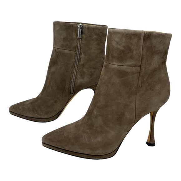 Vince Camuto Pitonnda Suede Heeled Leather Bootie Taupe Size 8 NWT $169 MSRP - Picture 6 of 7